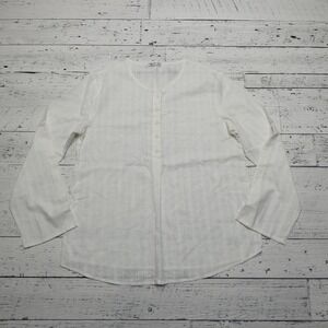 Cupshe Shirt Womens Small White Long Sleeve Button Front 100% Cotton Lightweight